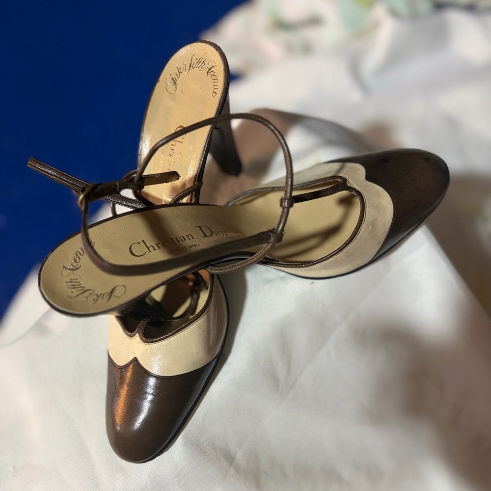 👠 Christian Dior Two-Tone Slingback Heels | Size 7.5 AA